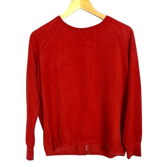 Noisy May Women's XS Crew Neck Sweater Rust Red Back Zipper Cozy Fall Essential - Picture 2 of 12